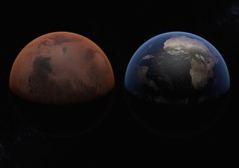 Picture of Mars and Earth the Sister planets - 3d Representation