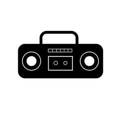 Tape recorder icon isolated on white background. Black tape recorder close-up. Music icon