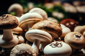 A close up of some fresh mushrooms. Generative AI