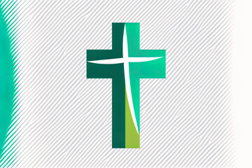 Christian cross icon logo template in form. Generative AI