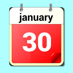 Fototapeta premium calendar vector drawing, date January 30 on the page