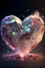 heart made of crystal, romantic background, valentines day background, beautiful background 