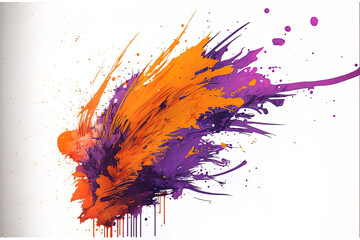 Fototapeta premium strokes in orange and violet On a white backdrop, there is a watercolor stain. Generative AI