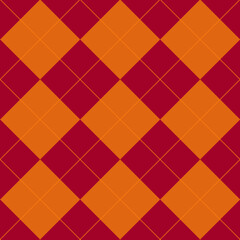 Argyle pattern seamless. Fabric texture background. Classic argile orange and red ornament	