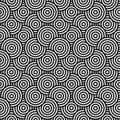 Fototapeta premium Monochrome circles pattern . Geometric black and white overlapping circles design abstract background. 