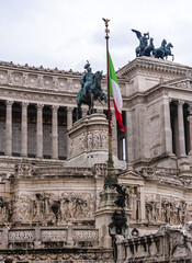 Facade of historic building with Vittoriano monument