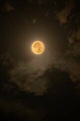 Plakat Beautiful magic fullmoon night sky with clouds and fullmoon and stars