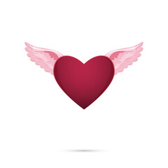 A red heart with angel wings rises to the top.