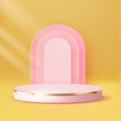 Luxury 3D Podium. Square Abstract scene background. Product presentation, mock up, show cosmetic product, Blank Podium, stage pedestal or platform. 3D Vector.