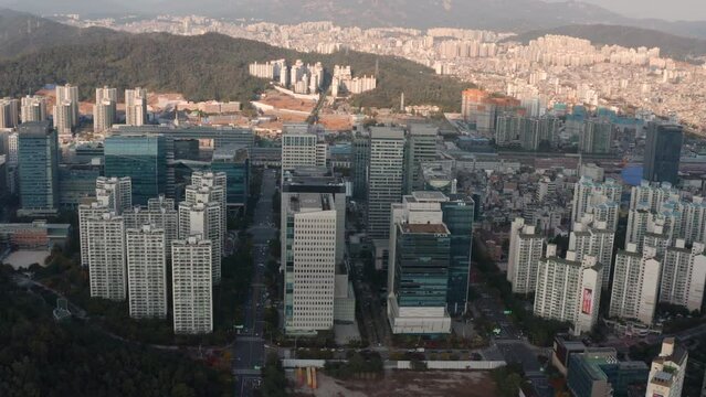 [korea drone footage] seoul city landscape, Seoul, Korea, sang-am