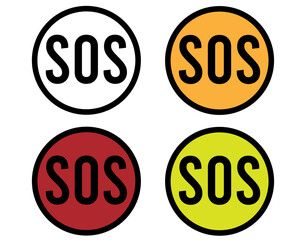 SOS icon. Vector distress and help sign. SOS buttons isolated on white background