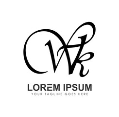Monogram Logo Initial Letters WK