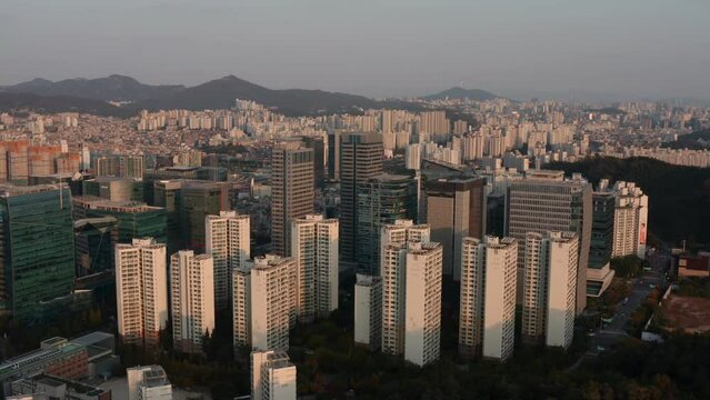 [korea drone footage] seoul city landscape, Seoul, Korea, sang-am