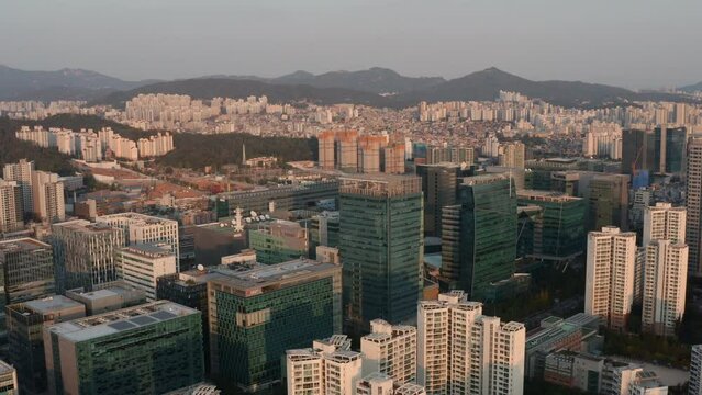 [korea drone footage] seoul city landscape, Seoul, Korea, sang-am