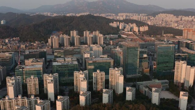 [korea drone footage] seoul city landscape, Seoul, Korea, sang-am