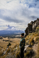 Hiking at the feet of the iztacc&iacute;huatl volcanic mountain outside of mexico city in Izta-Popo National Park