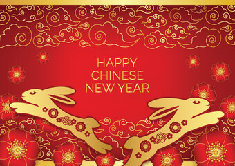 Naklejka premium chinese new year banner rabbit year 2023 