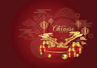 chinese new year banner rabbit year 2023 