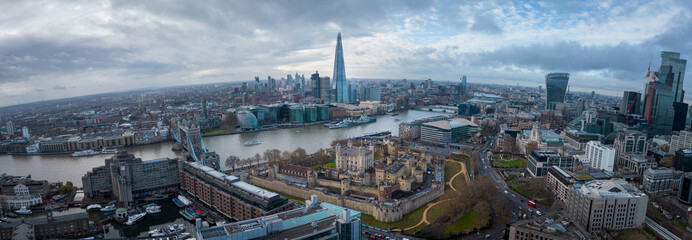 The Tower of London from above with a view over the city - travel photography
