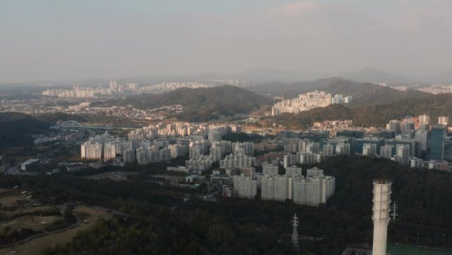[korea drone footage] seoul city landscape, Seoul, Korea, sang-am