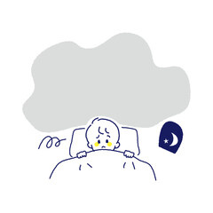 不安で眠れない男の子