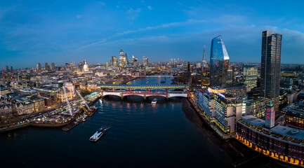 Fototapeta na wymiar Amazing aerial view over the City of London with its iconic buildings - travel photography