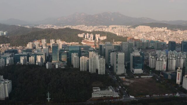 [korea drone footage] seoul city landscape, Seoul, Korea, sang-am