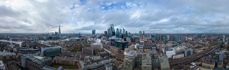 Fototapeta na wymiar Amazing aerial view over the City of London with its iconic buildings - travel photography