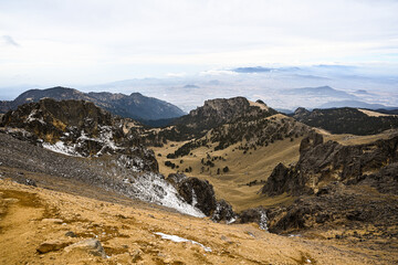 Hiking at the feet of the iztaccíhuatl volcanic mountain outside of mexico city in Izta-Popo National Park