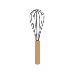 The best vector illustration of egg beater or hand mixer with wooden handle in trendy flat cartoon design style. Editable graphic resources for many purposes creative design.