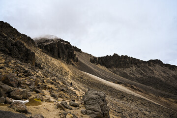 Landscape views - hiking at the feet of the iztaccíhuatl volcanic mountain outside of Mexico city in Izta-Popo National Park