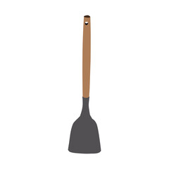 The best modern spatula with wooden handle, vector illustration in semi realistic flat design style. Editable graphic resources. Much needed for creative design materials.