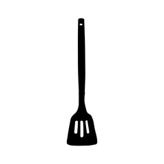 The best slotted spatula silhouette, vector illustration in trendy style, isolated on white background. Editable graphic resource for many purposes.