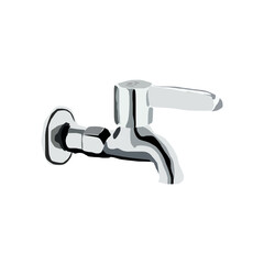 Vector illustration of a wall water faucet. Bathroom faucet icon in trendy semi realistic design style. Very suitable for creative design materials.