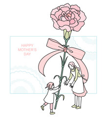 母の日　お母さんにカーネーションをあげる女の子