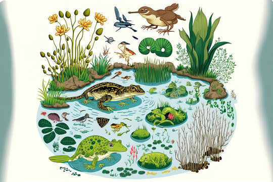 ecology of a pond. Generative AI