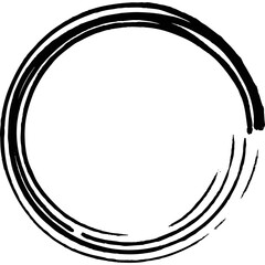 paintbrush with black ink in old style, abstract circle with brush stroke