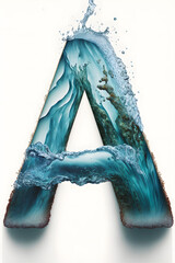 Letter A made in water, letter A art work, 