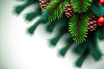 Obraz premium Branches of a fir tree decorated for Christmas. Generative AI