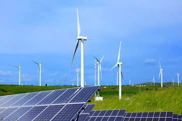 Solar photovoltaic panels and wind turbines