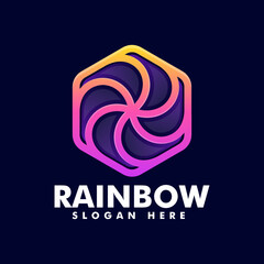 Vector Logo Illustration Hexagon Line Art Gradient Style.