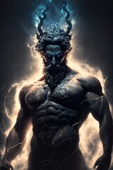 Fototapeta na wymiar The primordial darkness embodying a greek god, erebus wearing ancient greek glothing, galaxy with solar system as background, cinematic, soft studio lighting, backlighting Generative AI