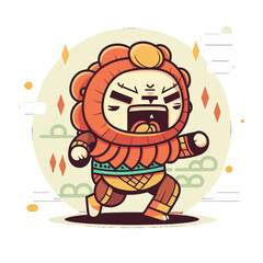 cartoon, vector, illustration, lion dance, chinese culture, chinese new year, cute, design, icon, animal, drawing, art, character