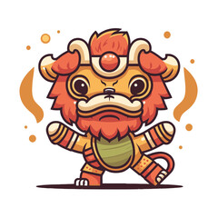Cute Lion Dance Vector for Chines New Year