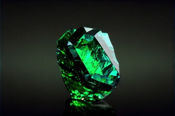 emerald gemstone on black background - brilliant birthstone by generative AI