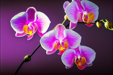 Gorgeous purple orchids - generative AI image made to look like photorealism