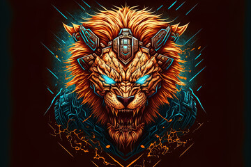 Obraz premium Image of a furious lion head cyborg. Generative AI