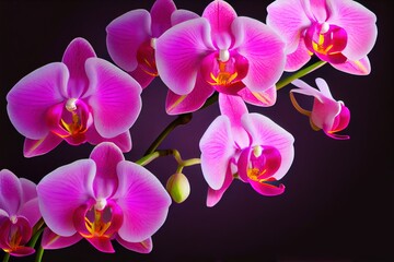 Fototapeta na wymiar Gorgeous purple orchids - generative AI image made to look like photorealism