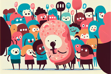 Naklejka premium Quirky crowd of cartoon characters