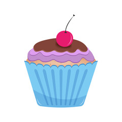 Purple cream cupcake. Cupcake vector illustration